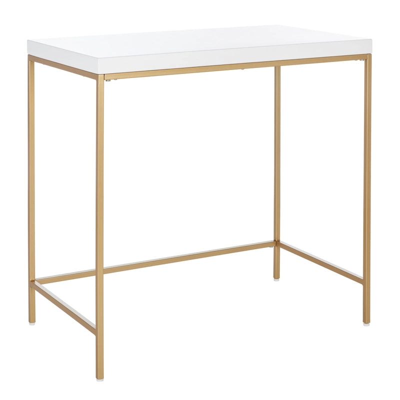 Modern Writing Desk with Gold Metal Frame & White Top