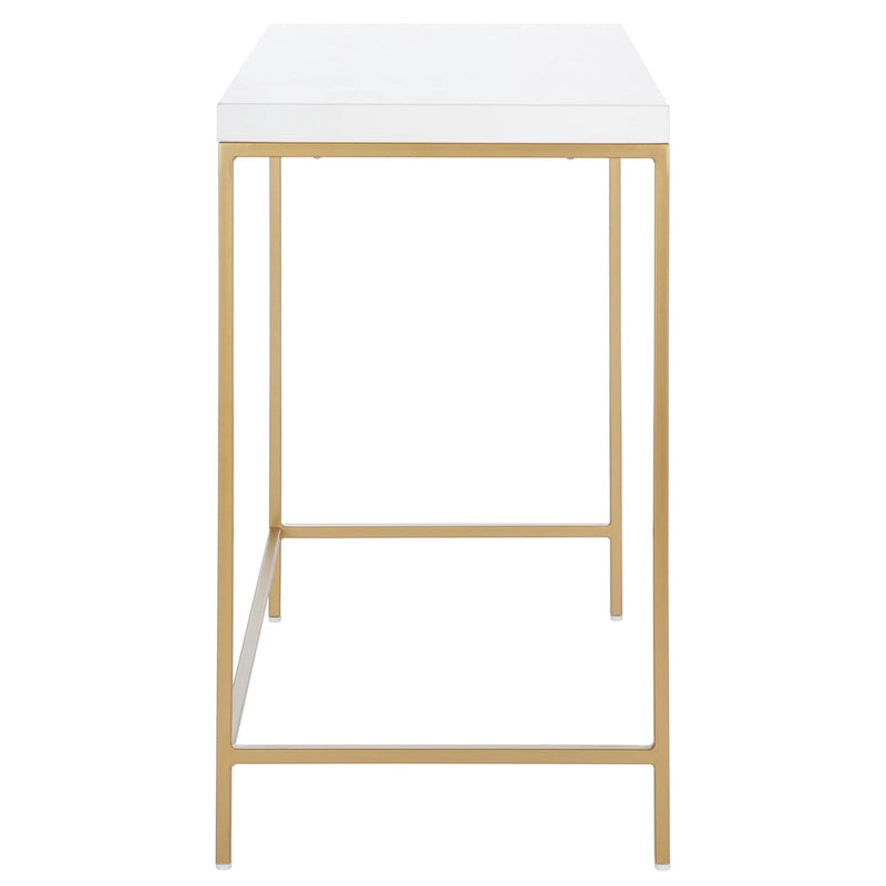 Modern Writing Desk with Gold Metal Frame & White Top