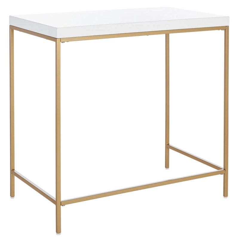 Modern Writing Desk with Gold Metal Frame & White Top