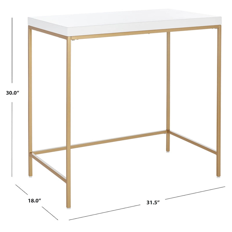 Modern Writing Desk with Gold Metal Frame & White Top