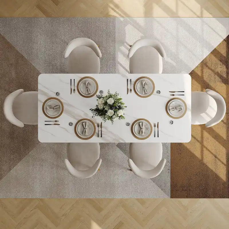 Rectangular Sintered Stone Dining Table with Metal Legs