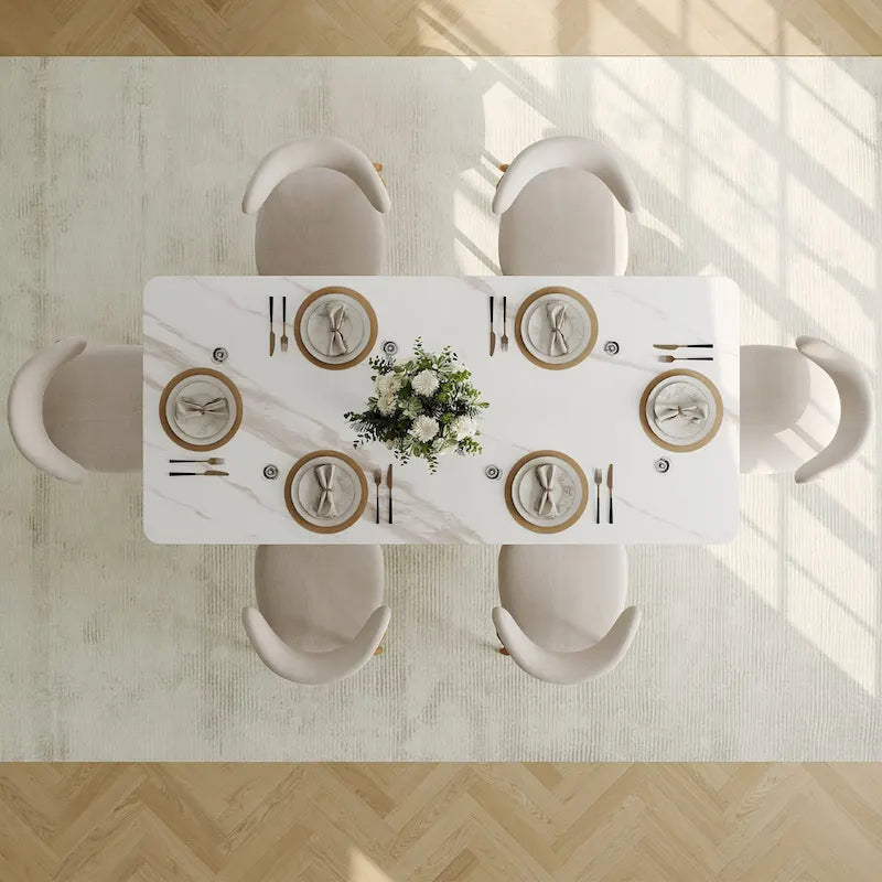 Rectangular Sintered Stone Dining Table with Metal Legs