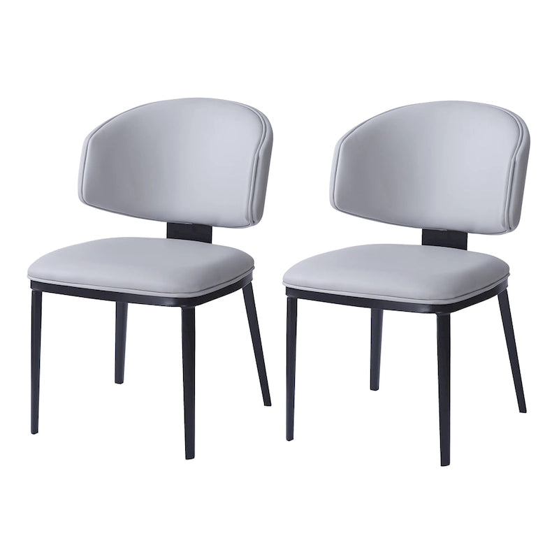 Upholstered Dining Chairs with Crescent Backrest & Metal Legs