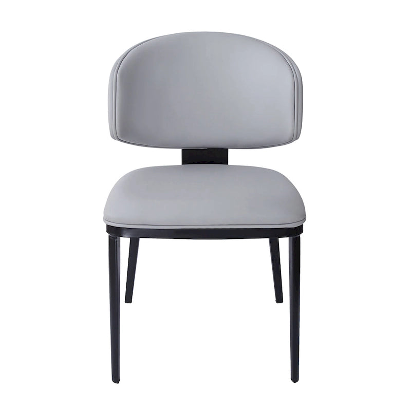 Upholstered Dining Chairs with Crescent Backrest & Metal Legs