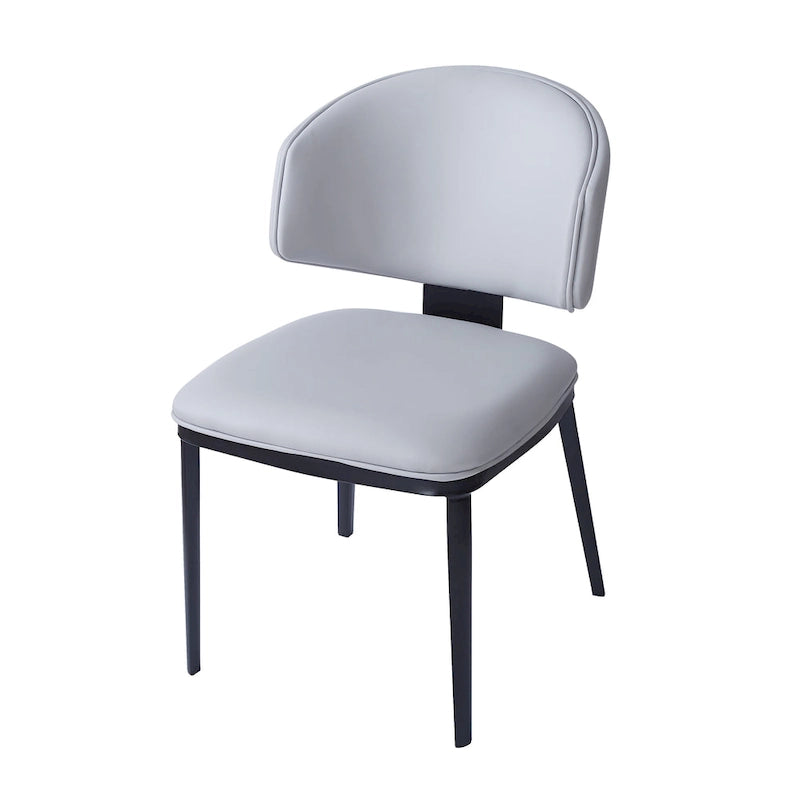 Upholstered Dining Chairs with Crescent Backrest & Metal Legs