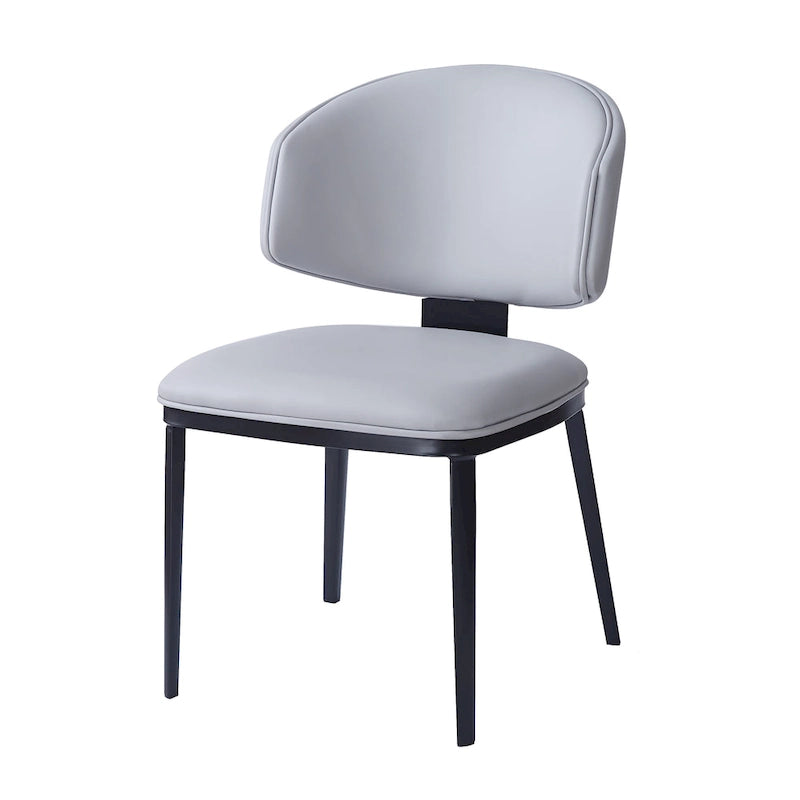 Upholstered Dining Chairs with Crescent Backrest & Metal Legs