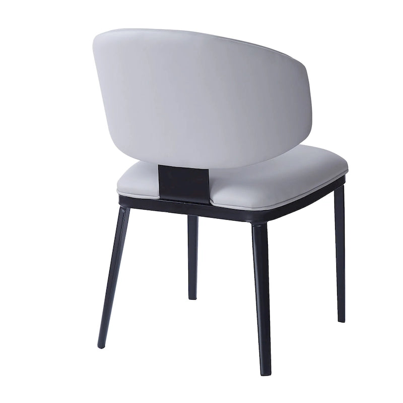 Upholstered Dining Chairs with Crescent Backrest & Metal Legs