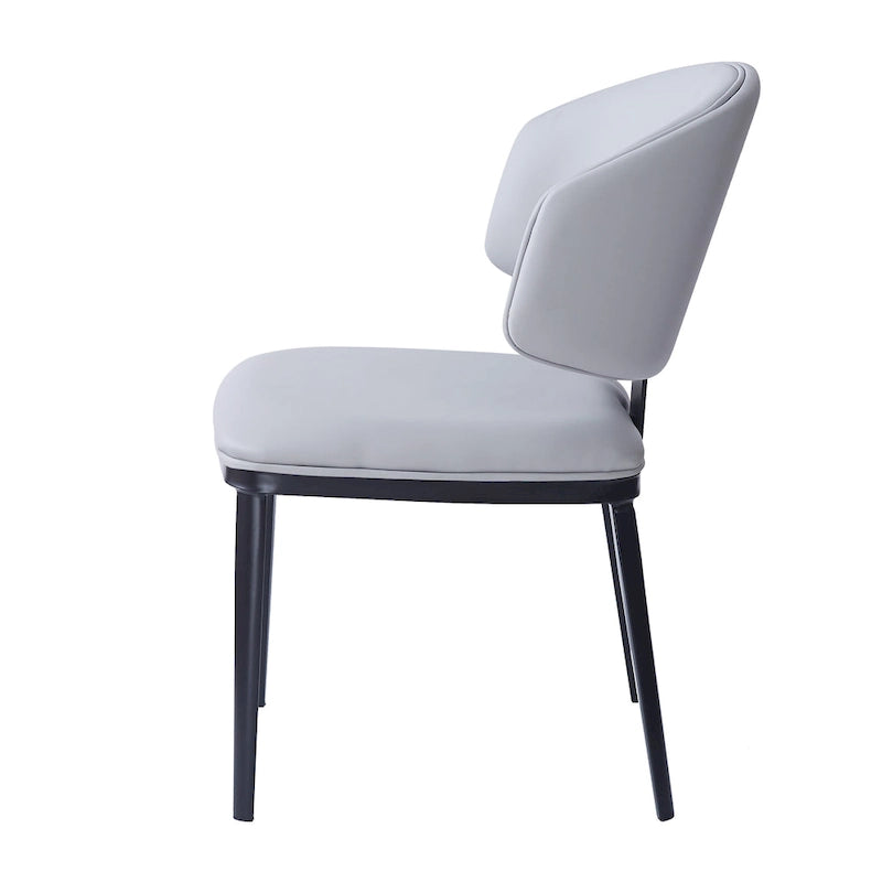 Upholstered Dining Chairs with Crescent Backrest & Metal Legs