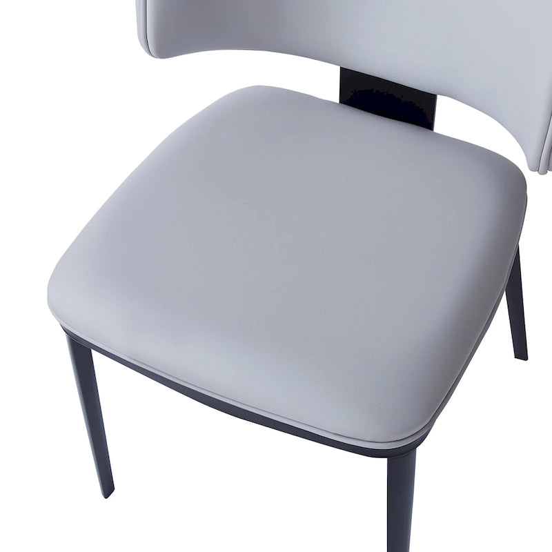 Upholstered Dining Chairs with Crescent Backrest & Metal Legs