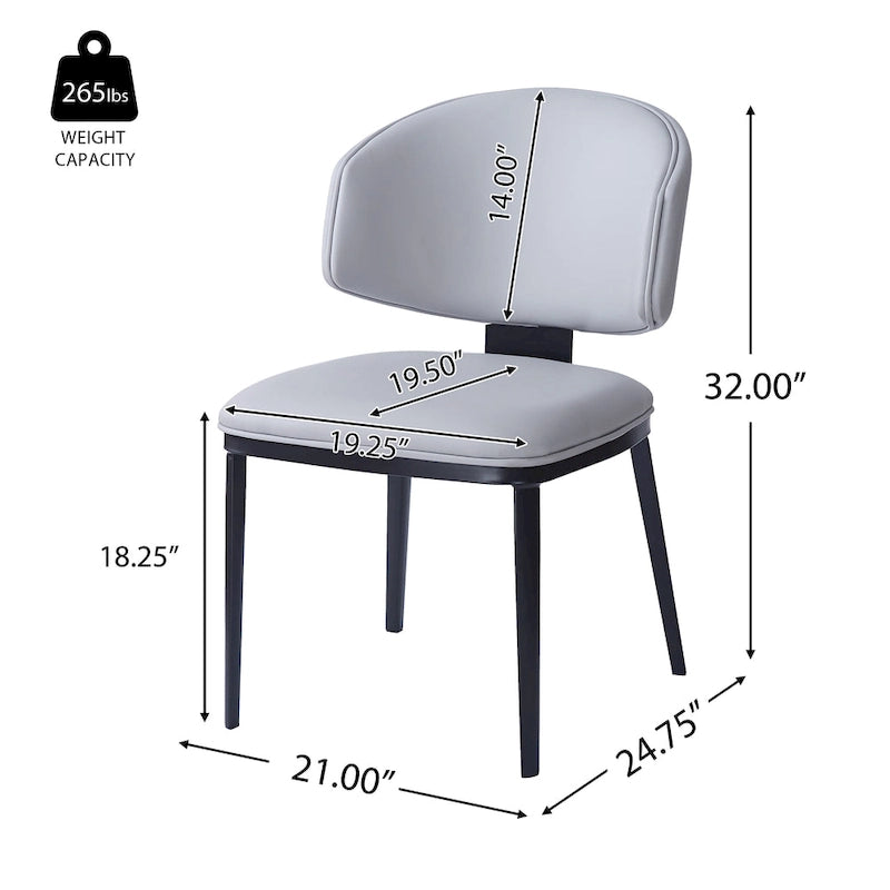 Upholstered Dining Chairs with Crescent Backrest & Metal Legs