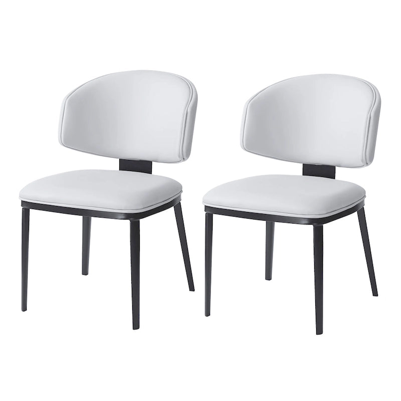 Upholstered Dining Chairs with Crescent Backrest & Metal Legs