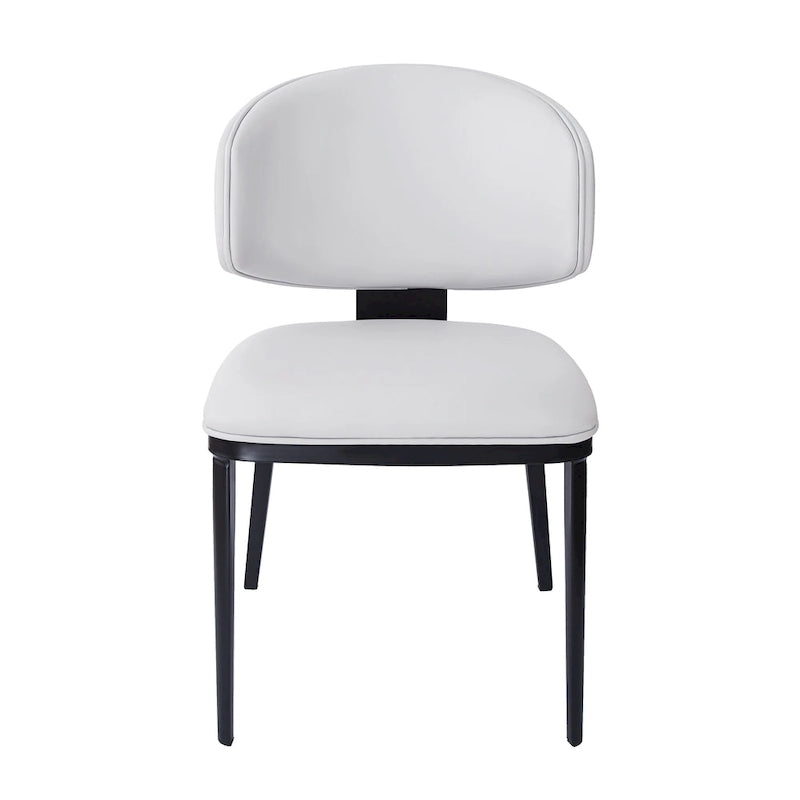 Upholstered Dining Chairs with Crescent Backrest & Metal Legs