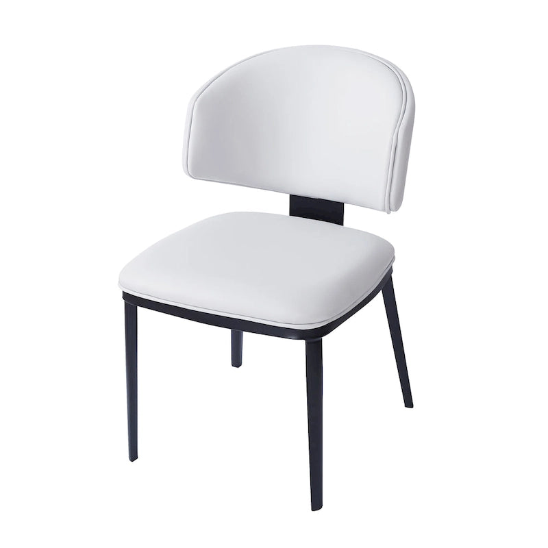 Upholstered Dining Chairs with Crescent Backrest & Metal Legs