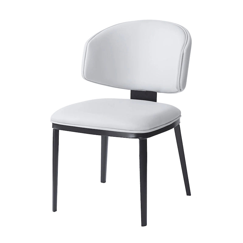 Upholstered Dining Chairs with Crescent Backrest & Metal Legs