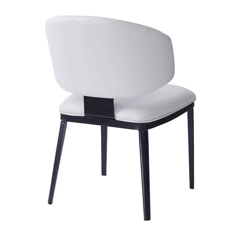 Upholstered Dining Chairs with Crescent Backrest & Metal Legs