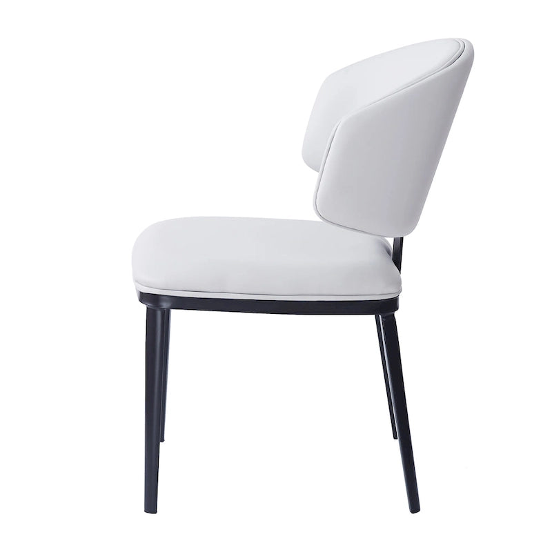 Upholstered Dining Chairs with Crescent Backrest & Metal Legs