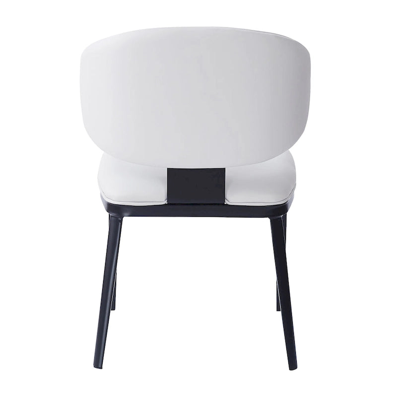 Upholstered Dining Chairs with Crescent Backrest & Metal Legs