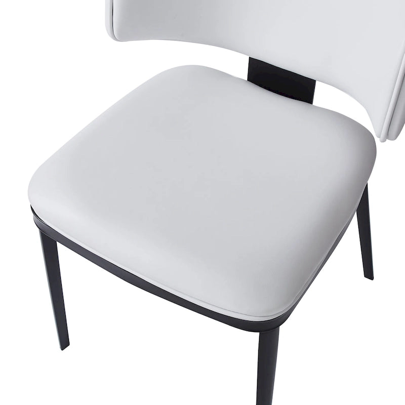 Upholstered Dining Chairs with Crescent Backrest & Metal Legs