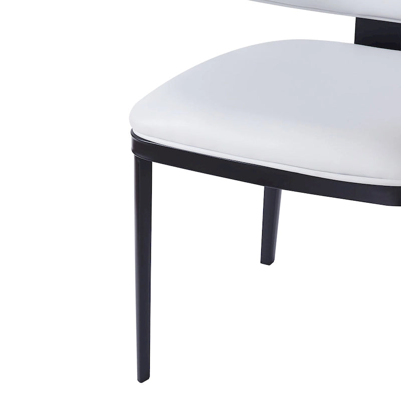 Upholstered Dining Chairs with Crescent Backrest & Metal Legs