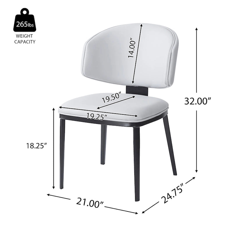 Upholstered Dining Chairs with Crescent Backrest & Metal Legs