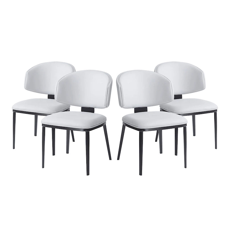 Upholstered Dining Chairs with Crescent Backrest & Metal Legs