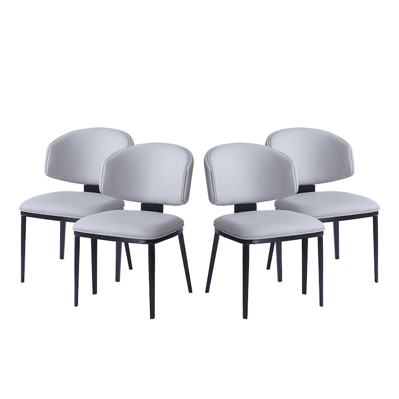 Upholstered Dining Chairs with Crescent Backrest & Metal Legs