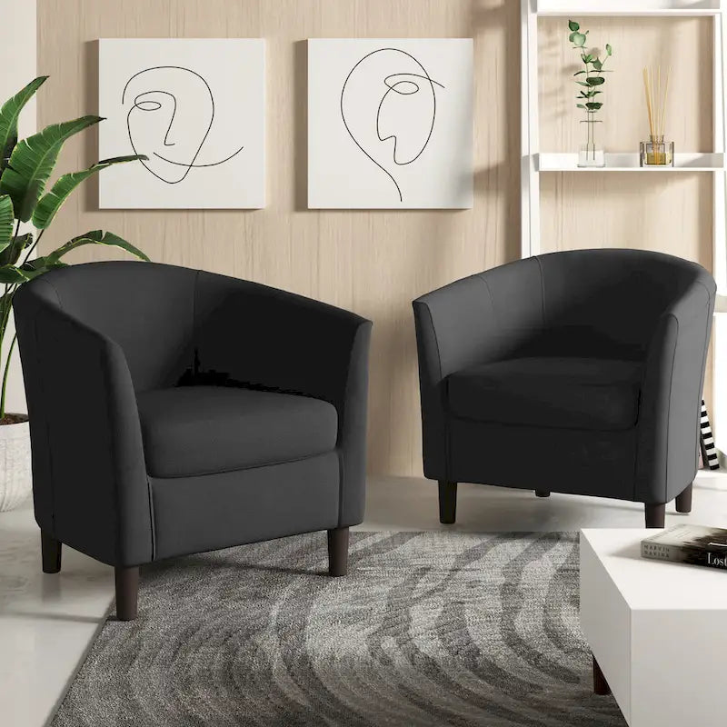 Lot de 2 fauteuils club modernes en lin style tonneau
