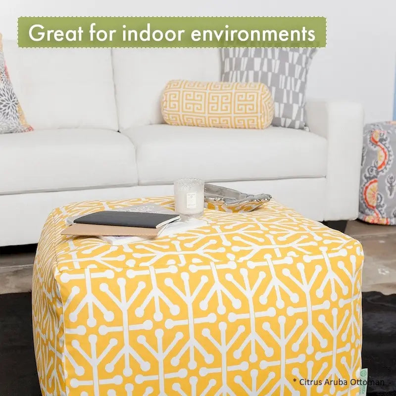 Cotton Twill Ottoman Pouf with Removable Cover