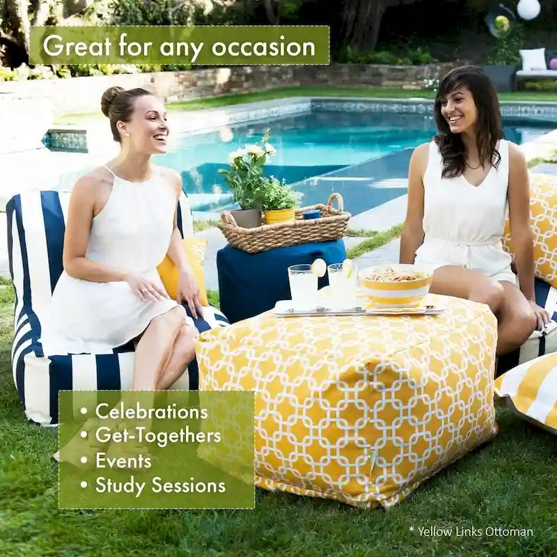 Cotton Twill Ottoman Pouf with Removable Cover