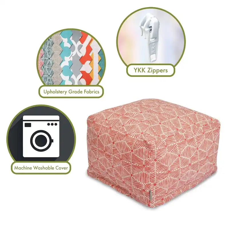 Cotton Twill Ottoman Pouf with Removable Cover