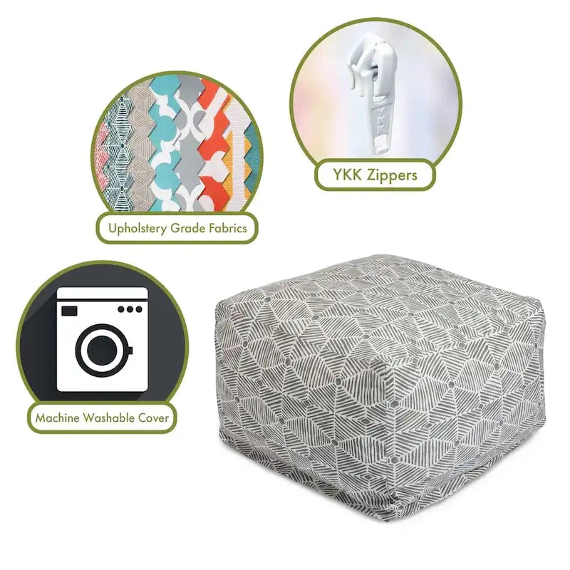 Cotton Twill Ottoman Pouf with Removable Cover