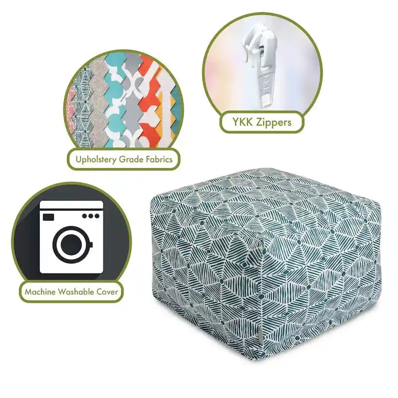 Cotton Twill Ottoman Pouf with Removable Cover