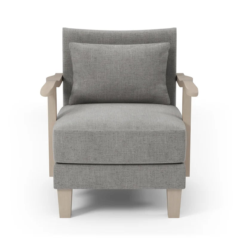 Contemporary Grey Fabric Accent Chair with Loose Back Pillow