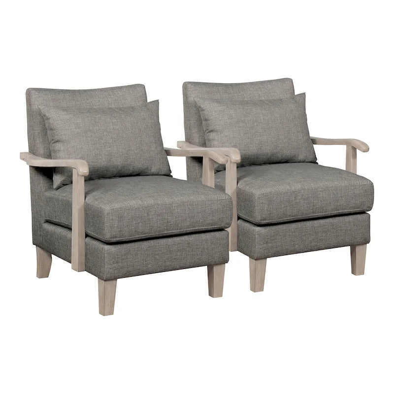 Contemporary Grey Fabric Accent Chair with Loose Back Pillow