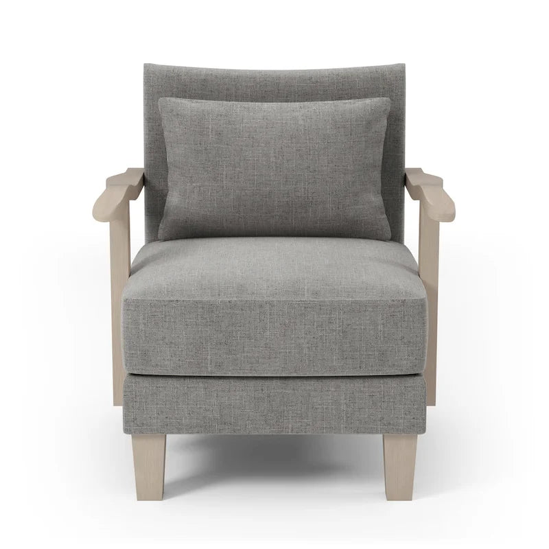 Contemporary Grey Fabric Accent Chair with Loose Back Pillow