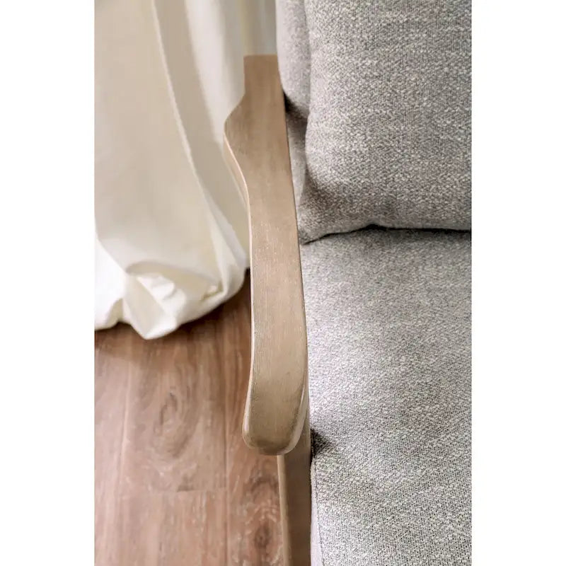 Contemporary Grey Fabric Accent Chair with Loose Back Pillow