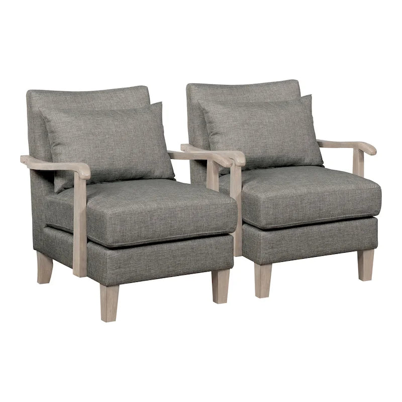 Contemporary Grey Fabric Accent Chair with Loose Back Pillow