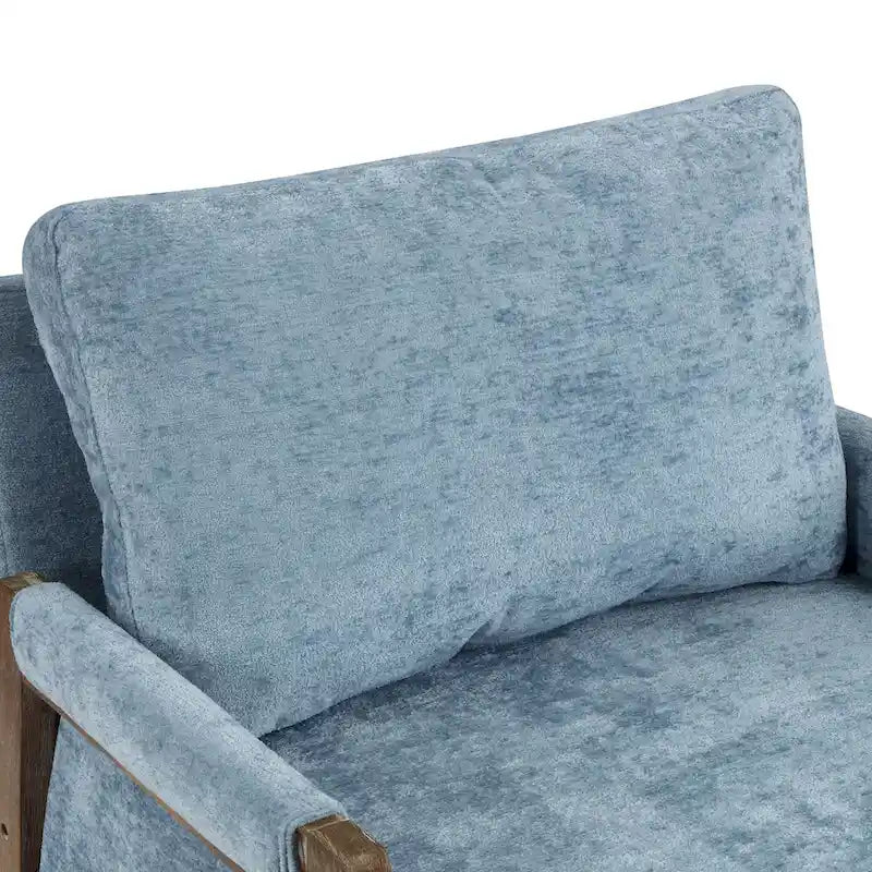 Wrapped-Arm Chenille Accent Chair with Rubberwood Frame