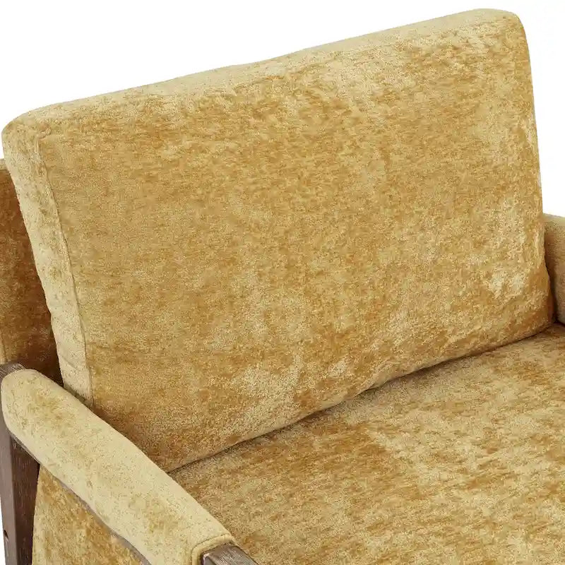 Wrapped-Arm Chenille Accent Chair with Rubberwood Frame