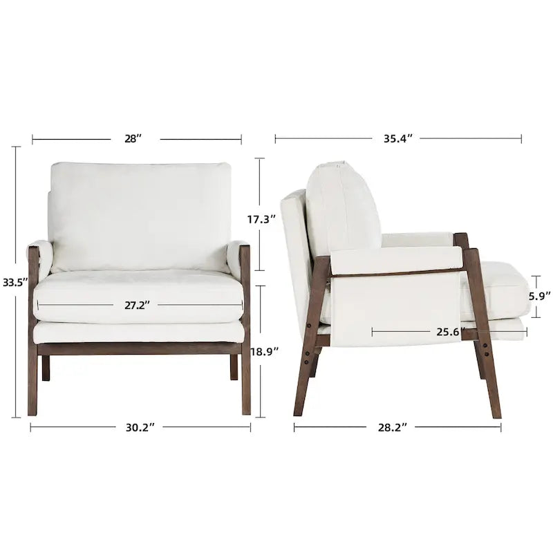 Wrapped-Arm Chenille Accent Chair with Rubberwood Frame