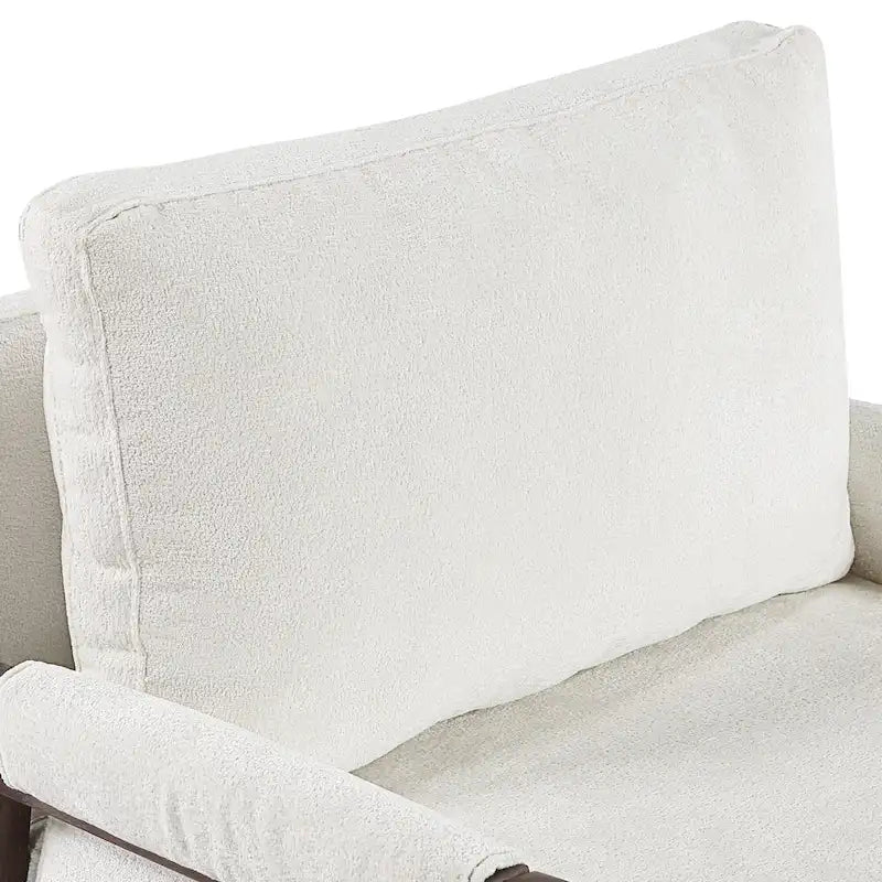 Wrapped-Arm Chenille Accent Chair with Rubberwood Frame