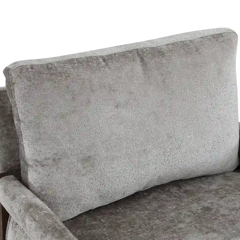 Wrapped-Arm Chenille Accent Chair with Rubberwood Frame