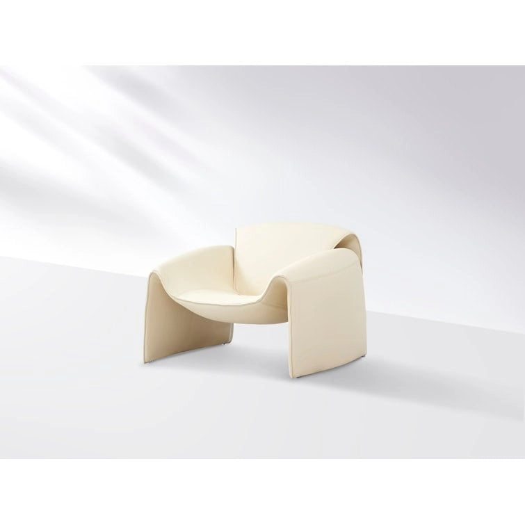 Curved Vegan Leather Armchair with High-Density Foam & Steel Frame