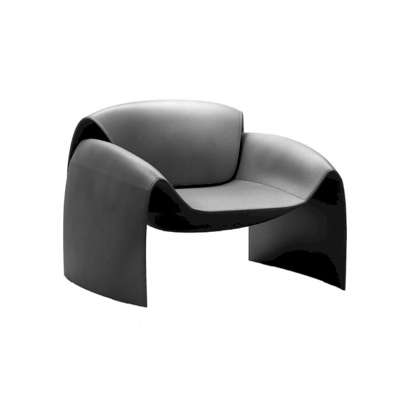 Curved Vegan Leather Armchair with High-Density Foam & Steel Frame