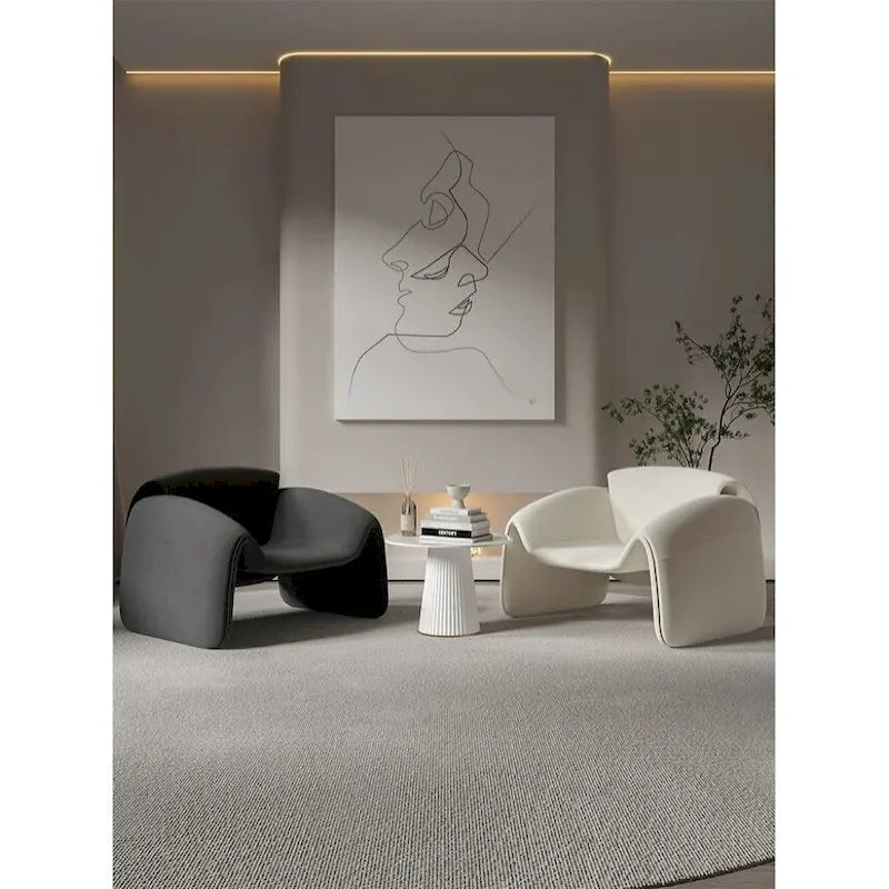 Curved Vegan Leather Armchair with High-Density Foam & Steel Frame