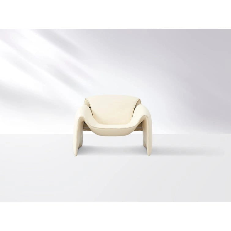 Curved Vegan Leather Armchair with High-Density Foam & Steel Frame