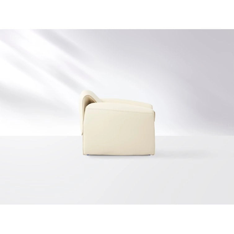 Curved Vegan Leather Armchair with High-Density Foam & Steel Frame