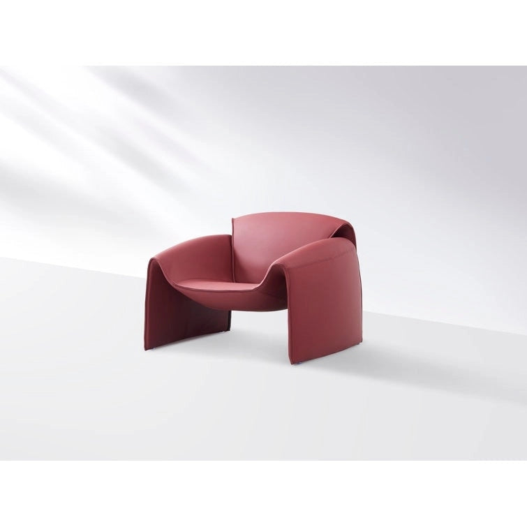 Curved Vegan Leather Armchair with High-Density Foam & Steel Frame