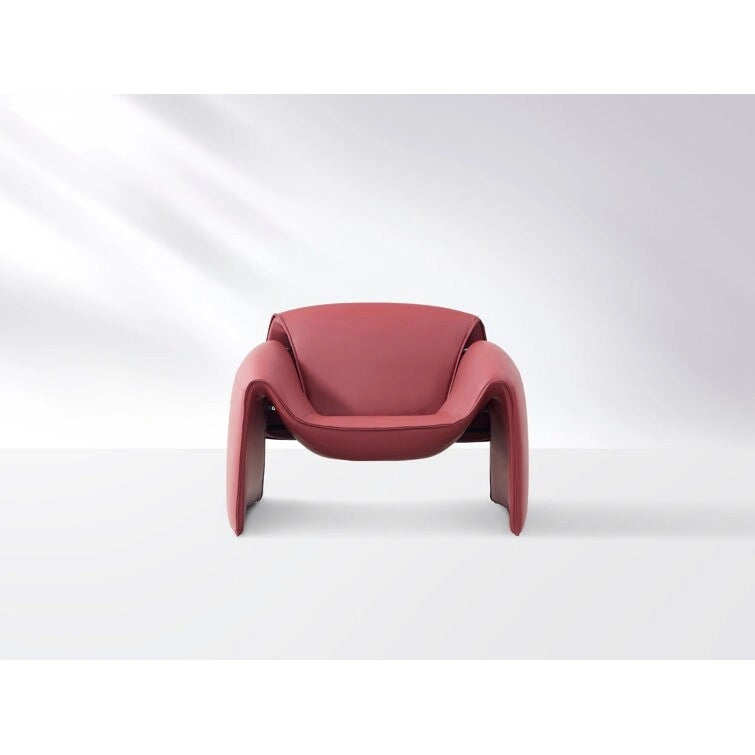 Curved Vegan Leather Armchair with High-Density Foam & Steel Frame