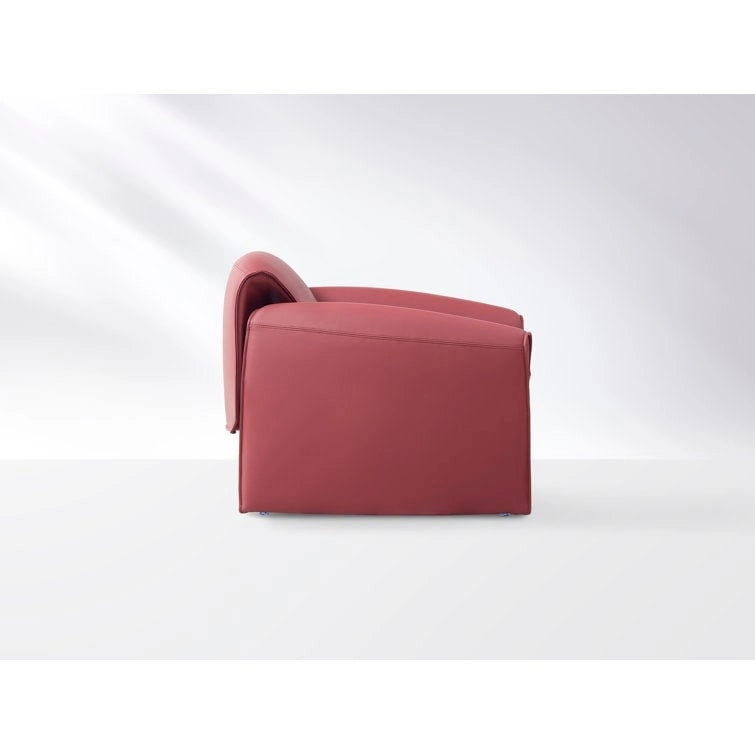 Curved Vegan Leather Armchair with High-Density Foam & Steel Frame